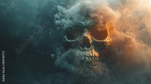 Air Pollution PM Visualized as a Deadly Skull Symbol A Stark of Lung Cancer Risk Generative ai photo