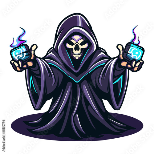 Grim Reaper Esport Logo Featuring Magic, Where Legends of the Supernatural Unfold in Gaming Realms