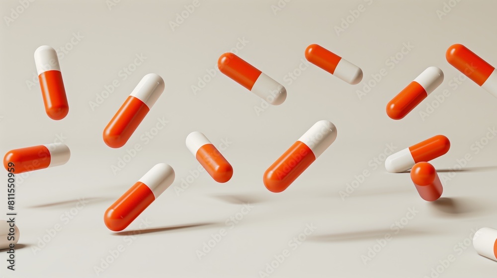 Floating medical capsules.Levitating medicinal capsules. Floating medical capsules.Levitating medicinal capsules.