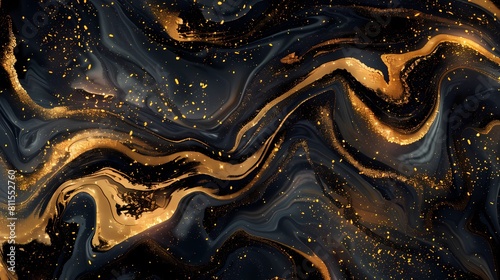Cosmic elegance swirling golden accents in a dark marbled universe