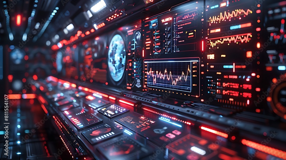 The US flag composed of holographic interfaces, with stripes and stars projecting from a futuristic console. The US flag composed of holographic interfaces, with stripes and stars projecting from a futuristic console.