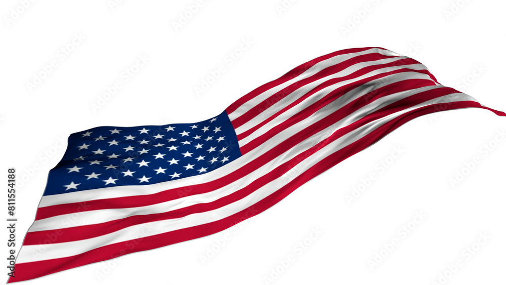 Obraz premium USA flag wavy long drawn landscape background banner.Memorial Day with American Flag Background Banner. U.S. Flag. United States Flag.