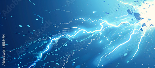 blue thunderbolt crackling with sparks and lightning photo