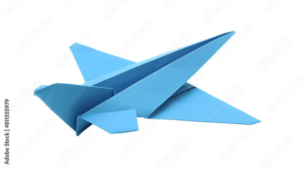 Blue paper plane origami isolated on transparent background Blue paper plane origami isolated on transparent background