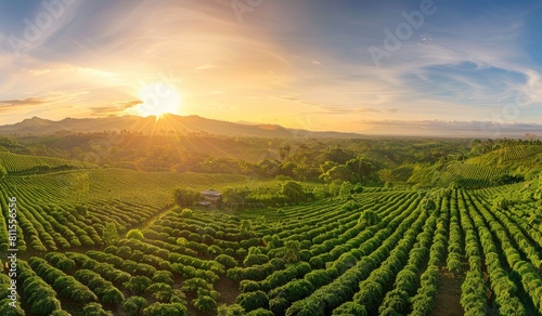 Plantation field with vegetables, scenic landscape agriculture, farmland, created with AI