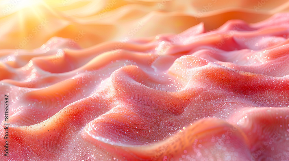 A close up of a pink surface with sun. A close up of a pink surface with sun.
