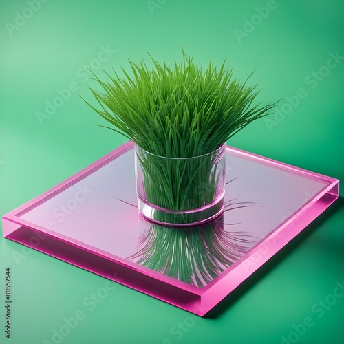 Vibrant Green Plant in  Bright Pink Background Emphasizing Modern Home Decor
