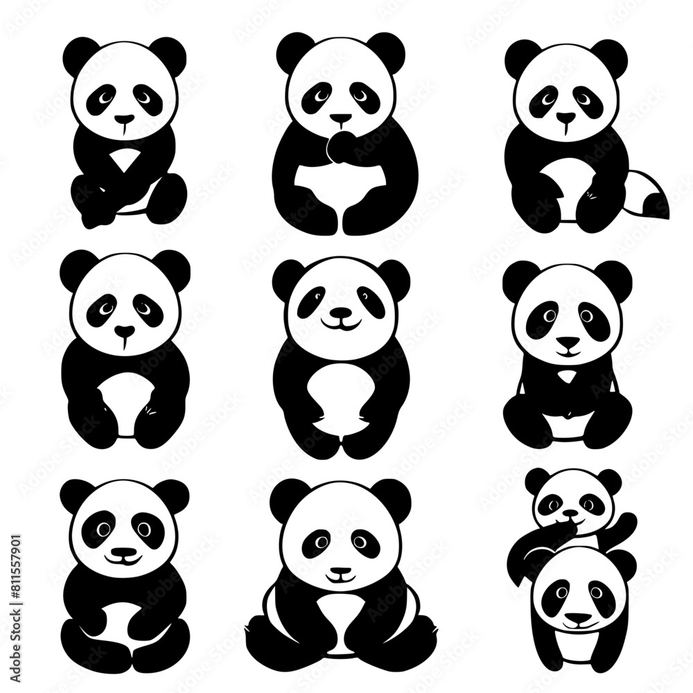 Panda SVG, Panda Head Cricut, Panda Face Svg, Cute Panda Svg, Panda Monogram, Baby Pandas Silhouette, Kawaii Pandas, Panda svg bundle, Panda head svg, Panda monogram svg, Panda Silhouette for Cricut, 