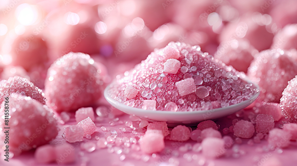 Pink sugar cubes on a pink background. Pink sugar cubes on a pink background.
