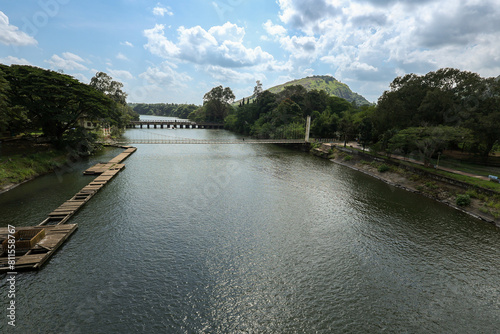 Ropeway in Kerala India. Malampuzha dam view at Palakkad district Kerala South India. Boating at Malampuzha garden hydroelectric dam. Photo taken form ropeway Ariel view of Indian dam. 