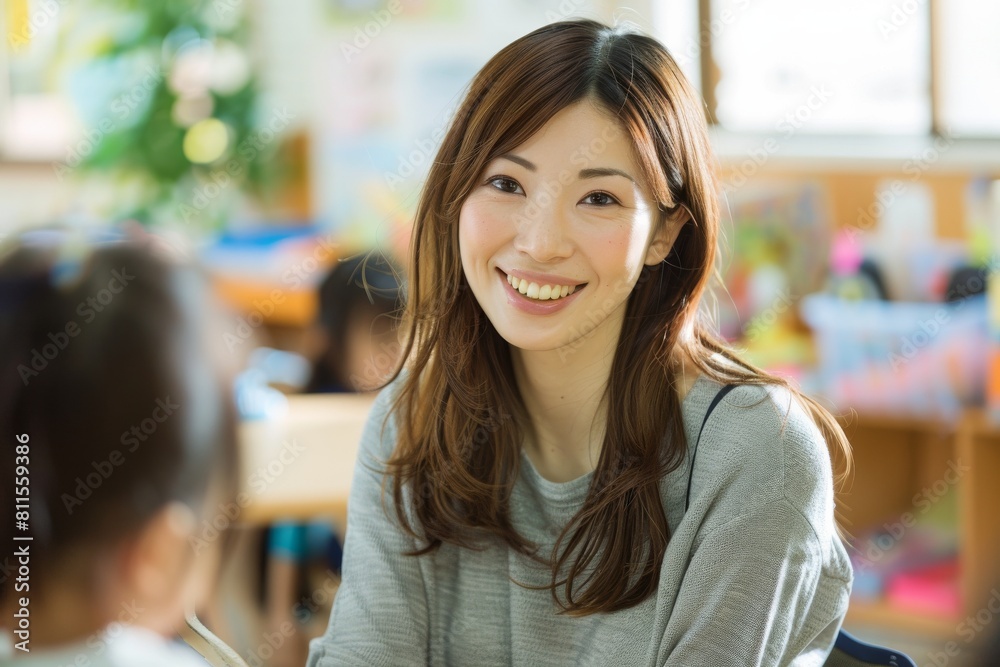 幼稚園で働く日本人女性の保育士(転職・子守・保母さん) 幼稚園で働く日本人女性の保育士(転職・子守・保母さん)