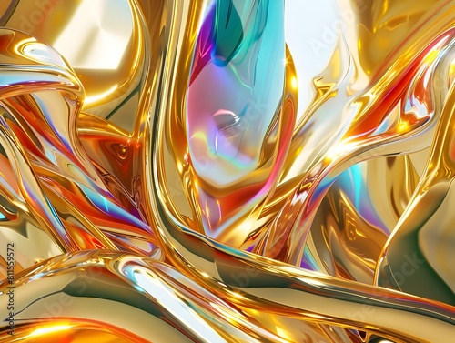 Golden Allure A Vibrant D Rendering of an Abstract Artwork