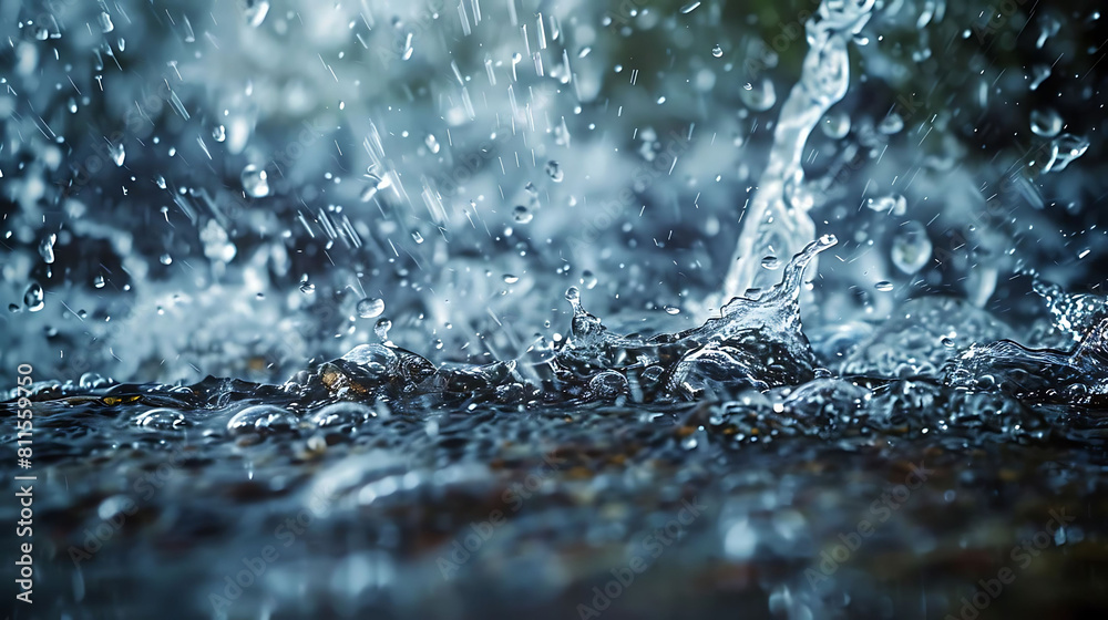 abstract water amidst heavy rain, with a blurry tree in the foreground abstract water amidst heavy rain, with a blurry tree in the foreground