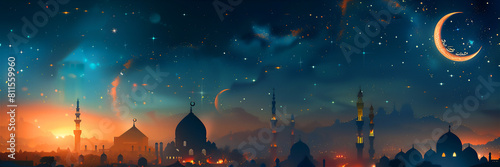 Islamic background, welcoming Eid al-Adha © Syukra