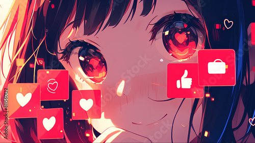 anime girl playing social media photo