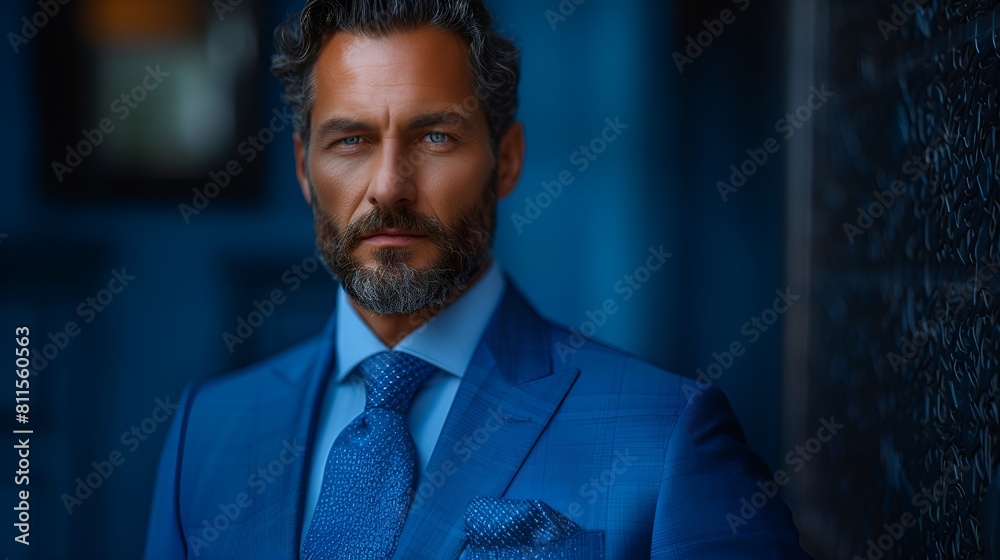 Male business executive - blue background - well-dressed - stylish suit - style - fashion - well-dressed Male business executive - blue background - well-dressed - stylish suit - style - fashion - well-dressed