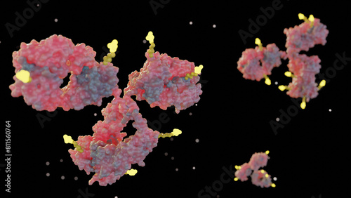 3d rendering of Antibody drug conjugates (ADCs) are targeted medicines that deliver chemotherapy agents to cancer cells