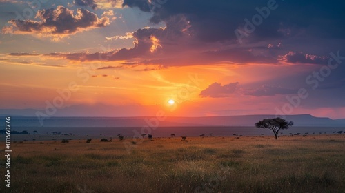 Beautiful sunrise in the Maasai Mara Kenya