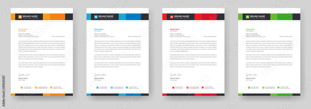 Corporate modern letterhead design bundle template with yellow, blue, green and black color. Letterhead design for your business company, Letterhead, Letter head, Vector illustration Corporate modern letterhead design bundle template with yellow, blue, green and black color. Letterhead design for your business company, Letterhead, Letter head, Vector illustration