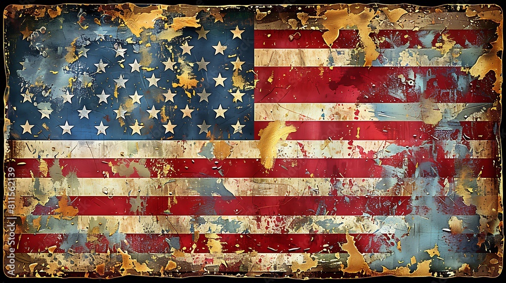 The US flag rendered in brushed aluminum, with subtle metallic grains giving a sophisticated and industrial look. The US flag rendered in brushed aluminum, with subtle metallic grains giving a sophisticated and industrial look.