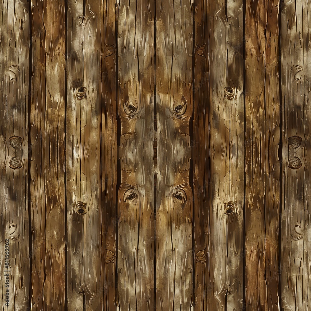 Naklejka premium Create a seamless texture of dark wooden planks. The planks should be vertical, and the wood grain should be visible.