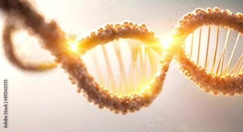 Light and luminous DNA helix molecules move inside the human body through a microscope as scientific research finds a cure for serious diseases.