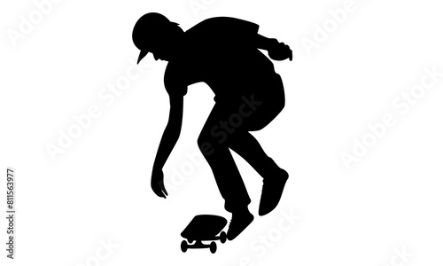 silhouette of a teenager playing skateboard