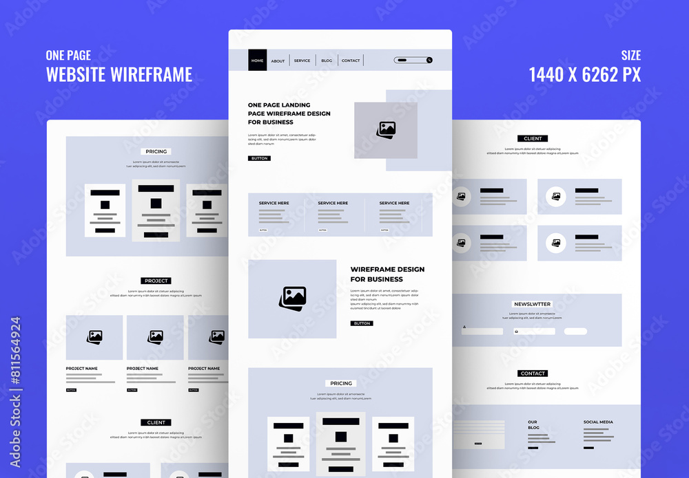 Website Wireframe Layout Stock Template | Adobe Stock