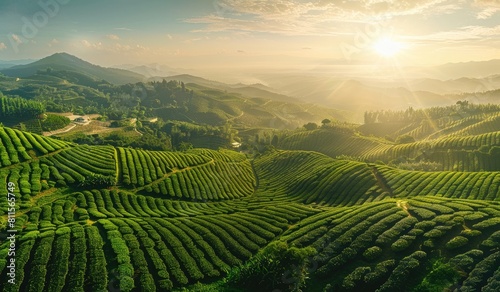 Plantation field with vegetables  scenic landscape agriculture  farmland  created with AI