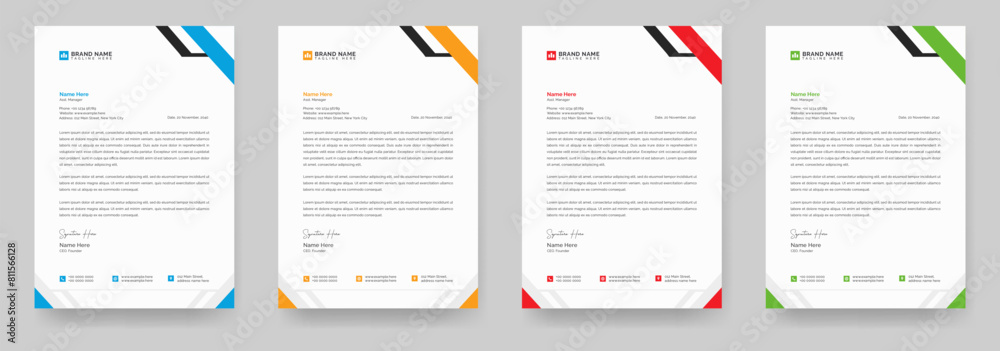 Fototapeta premium Modern corporate letterhead template design. Elegant Flat Design Vector Illustration.