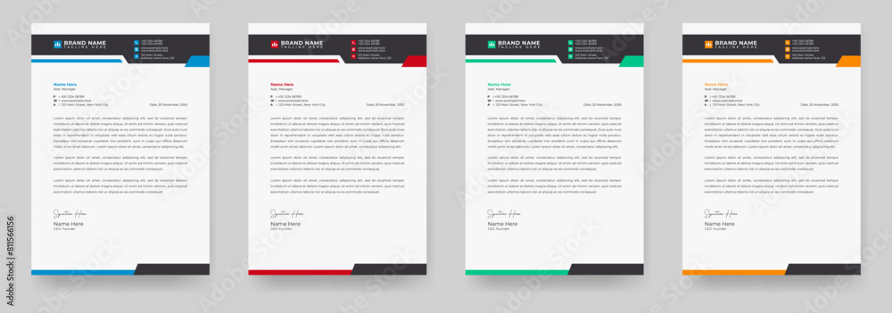 Modern Creative & Clean business style letterhead bundle of your corporate project design. Elegant and minimalist style letterhead design, vector