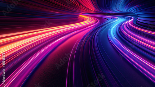 Speed lines background with lines and particles, abstract neon design concept illustration