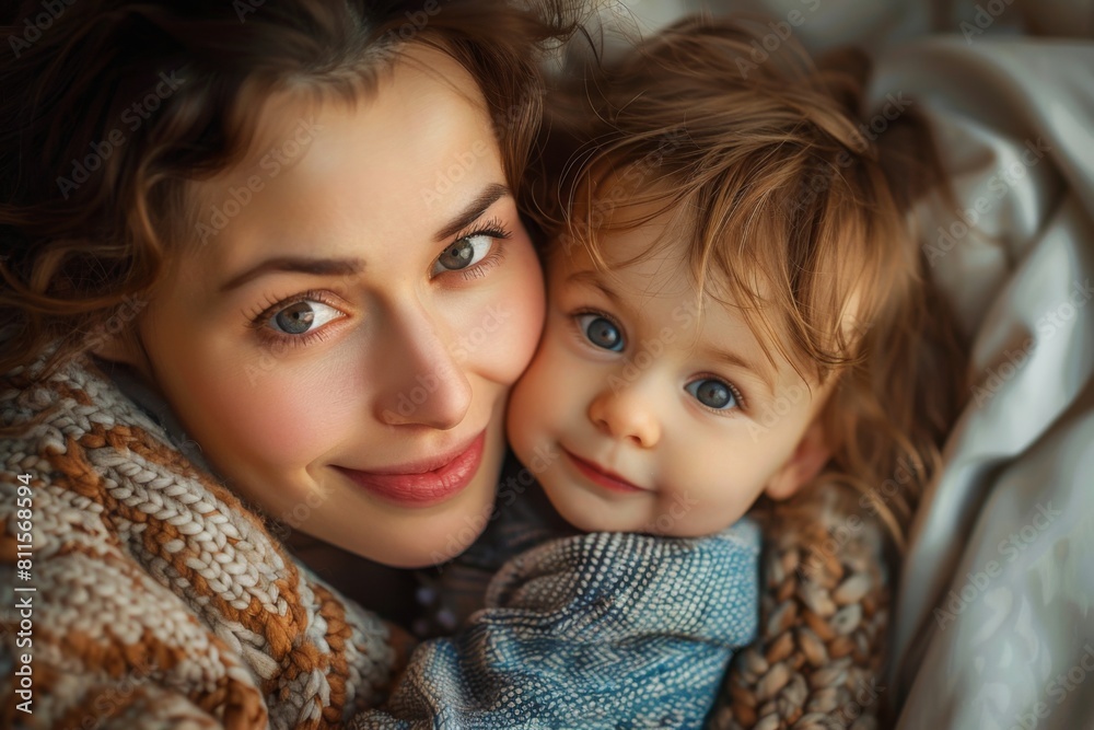 Happy Mother and her child created with Generative AI Happy Mother and her child created with Generative AI