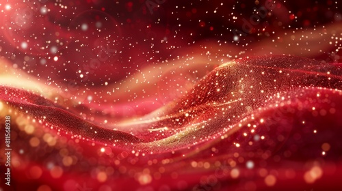Fantastic Elegant Red Festive Background with Golden Glitter hyper realistic  photo