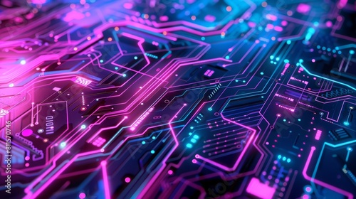 High resolution abstract blue and purple technology circuit board background hyper realistic 