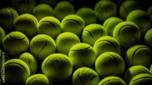 Lots of vibrant tennis balls, pattern of new tennis balls for background © ALA