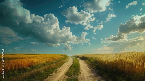 Road to the sky and meadow  aesthetic look