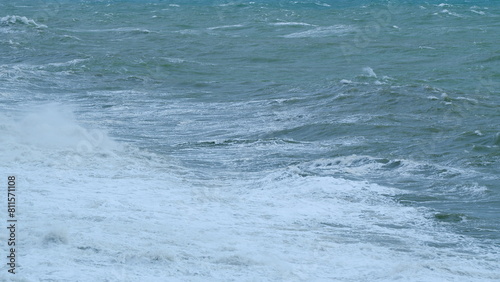 Powerful Sea Waves Are Crashing. Powerful Sea Tropical Hurricane. Static. © artifex.orlova