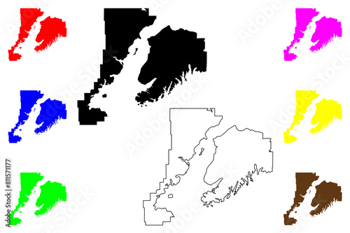 Kenai Peninsula Borough, Alaska (Boroughs and census areas in Alaska, United States of America,USA, U.S., US) map vector illustration, scribble sketch Kenai map