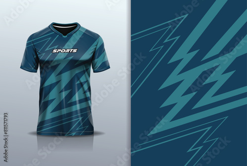 Tshirt mockup abstract grunge sport jersey design for football soccer, racing, esports, running, blue white color