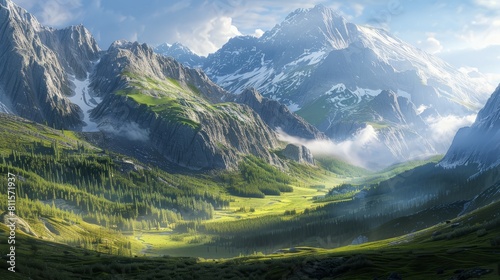 landscape in the mountains hyper realistic 