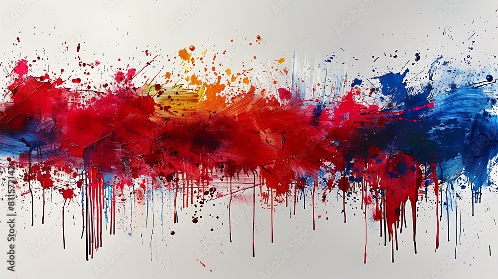 Fototapeta premium A minimalist ink splatter US flag, with carefully placed droplets forming a sparse yet powerful representation.