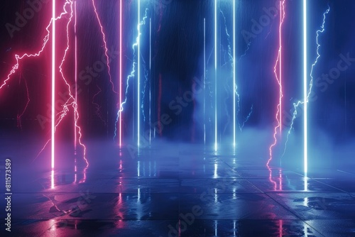 abstract scene with neon light and smoke