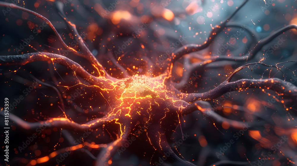 Radiant Bioelectrical Organism Pulsing with Intricate Neural Impulses ...