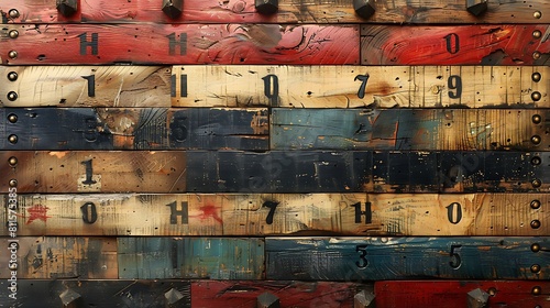 A series of distressed wooden planks forming the US flag, each stripe a different piece of reclaimed wood with its own story.