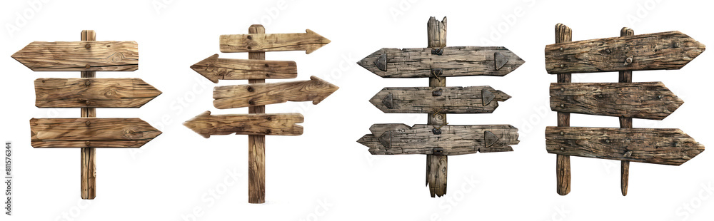 Fototapeta premium Empty Rustic Wooden Sign Board on Transparent Background