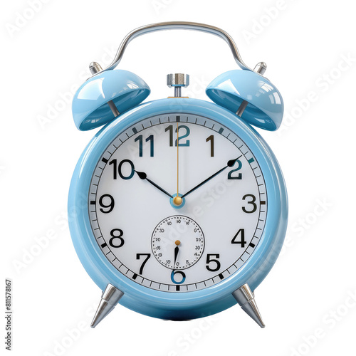 3d icon render of blue clock isolated on transparent background.