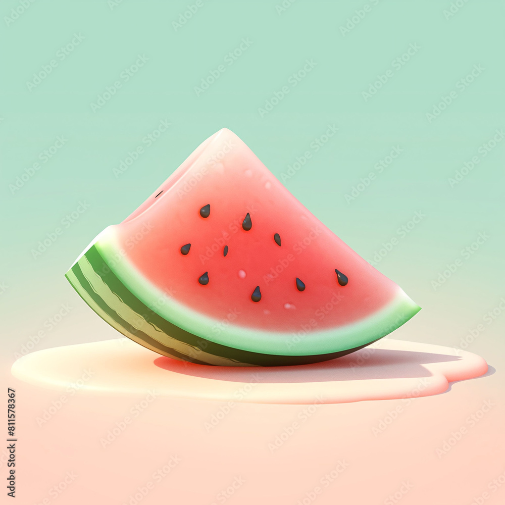 Summer heat-relieving green fruit watermelon juice, illustration of delicacies during the summer season