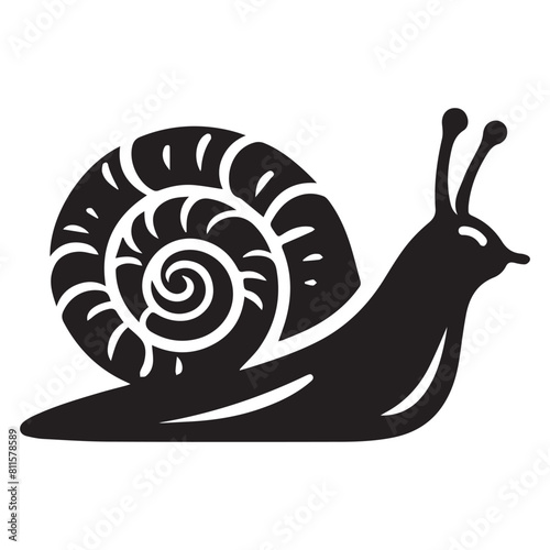 Snail Silhouette vector flat illustration.