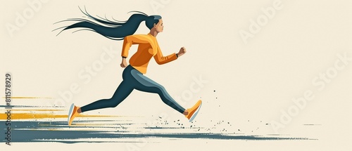 vector illustration of a jogging woman